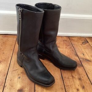 Frye black leather  moto boots size 7